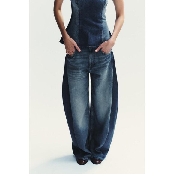 ZARA TRF OVERSIZE BALLOON HIGH-WAIST JEANS - Picture 3 of 9